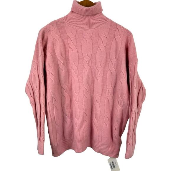New J.ING Chunky Cable Knit Turtleneck Pink Pullover Sweater Honkai Cosplay F - Picture 1 of 15